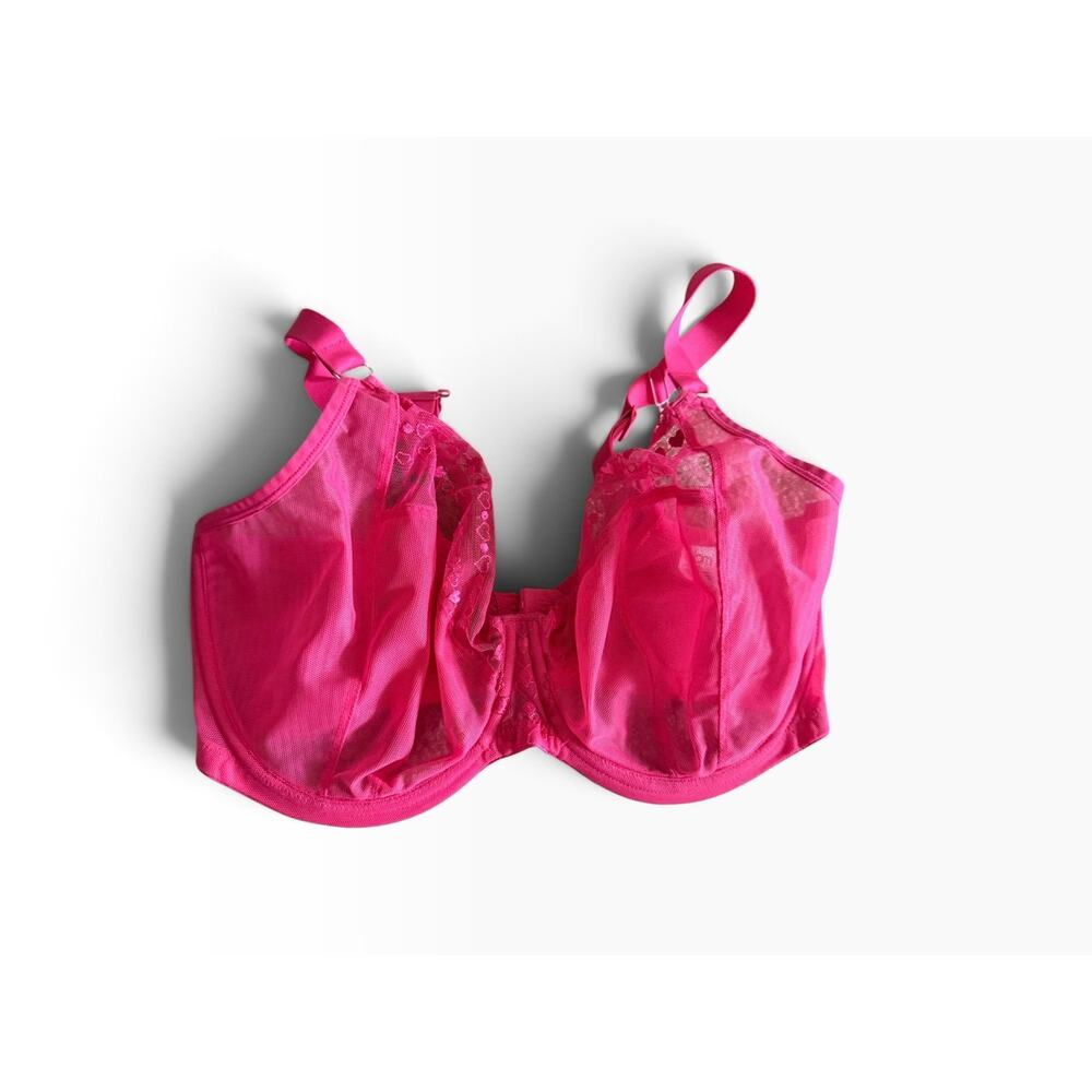 Elomi Hot Pink Mesh Underwire Bra Size 34GG UK / 34J US